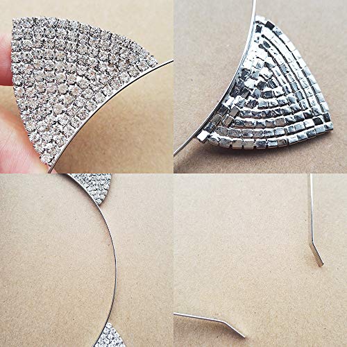 2 Pcs Cat Ears Headband Halloween Rhinestone Kitty Hair Hoops Crystal Cat Kitten Ears Headpiece Hairband Hair Bands Women Christmas Party Decoration Cosplay Costume Handmade Cute Hair Accessories #TOP4