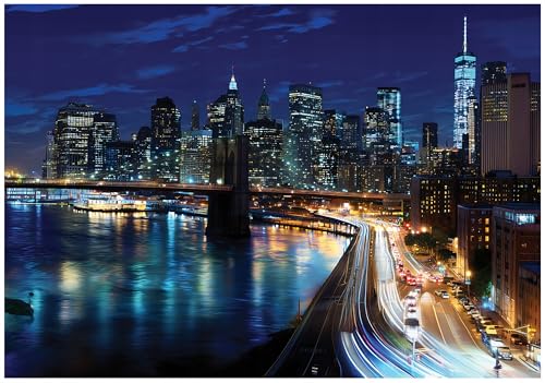 WallArena - Vlies Fototapete New York NY 350x250 cm - Fototapeten - Tapeten - für Wohnzimmer Schlafzimmer - Vliestapete Wandtapete Tapete 3D Effekt- inkl. Kleister - Stadt Nacht Brücke Brooklyn Bridge WallArena - Vlies Fototapete New York NY 350x250 cm - Fototapeten - Tapeten - für Wohnzimmer Schlafzimmer - Vliestapete Wandtapete Tapete 3D Effekt- inkl. Kleister - Stadt Nacht Brücke Brooklyn Bridge