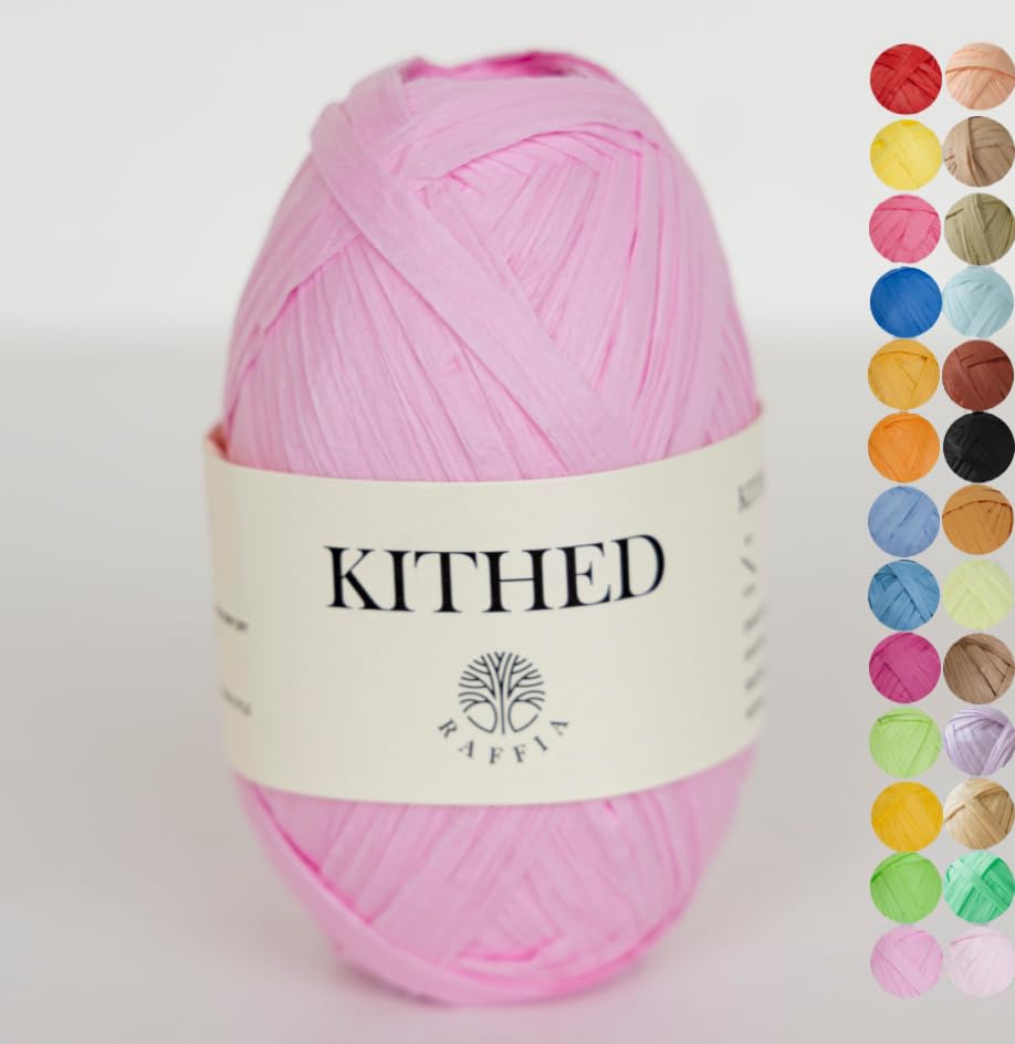 Raffia Yarn, Soft Raffia Yarn for Crochet，328ft，Smooth Raffia for Hand Knitting Summer Hats and Bags (15 Pink)