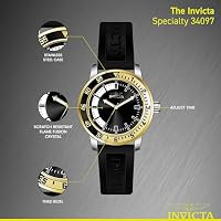 Invicta Specialty Men 45mm Stainless Steel Gold + Steel Black+White dial PC21J Quartz — image 4