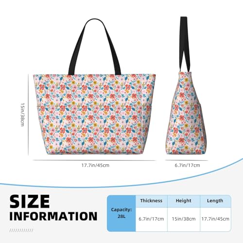 Large Beach Bags Water-resistant Sandproof - Floral Ditsy Cute Beach Tote Bags for Women with Zipper2