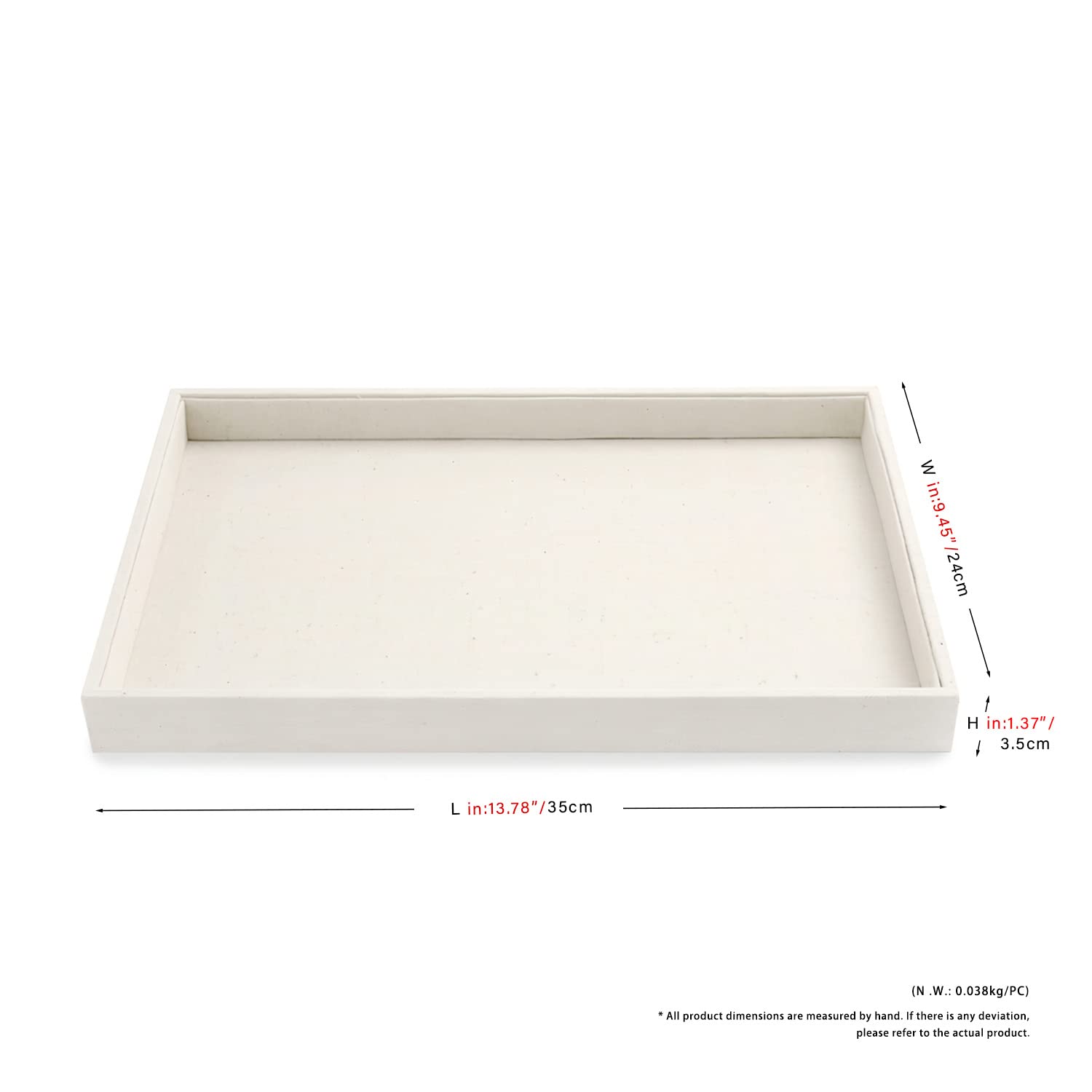 Oirlv Beige Lino Bandejas para Joyas Plano Anillo Collar Reloj Organizador Expositor Bandejas