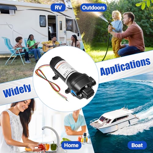 Image of 04406043A Water Pump,3.3GPM 115V 35PSI Diaphragm Water Pump With Strainer and Pressure Switch for RV Yacht Marine Caravan