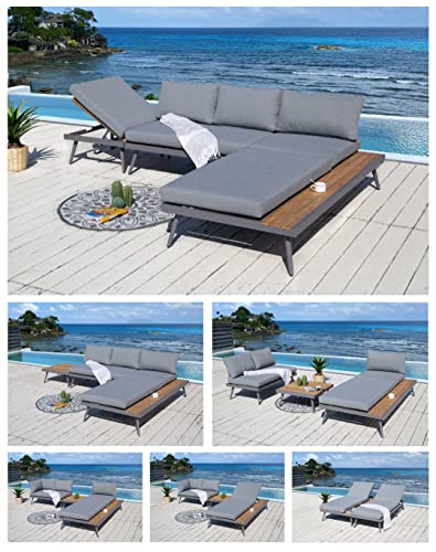 ALEOS. Gartenlounge Lounge aus Aluminium mit Massiv Holz Teak…