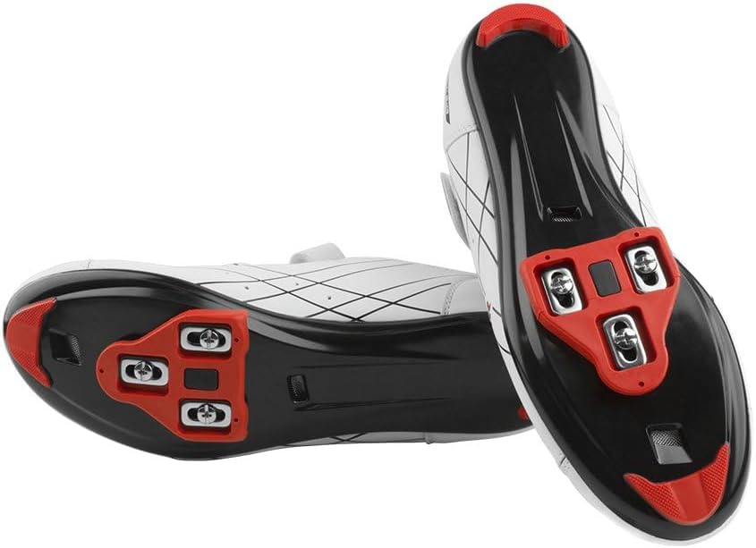 BV Bike Cleats Compatible with Look Delta and Peloton Bike - Adjustable 9 Degree Float System for Ultimate Stability and Power Transfer - Durable Red Metal Cleats for Road and Indoor Cycling Shoes
