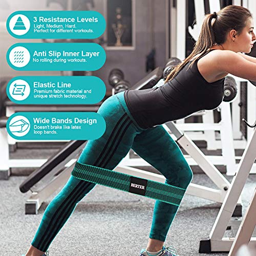 BERTER Resistance Bands for Legs and Butt, Workout Exercise Hip Bands, Fitness Booty Loop Non-Slip Bands for Squats, Deadlifts, Yoga, Sport, Pack of 3 - Thumbnail 5