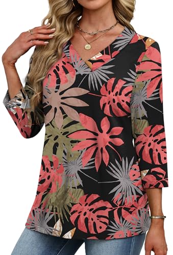 Image of XIEERDUO 3 /4 Length Sleeve Womens Tops V Neck T Shirts Summer Clothes Basic Blouses Dressy Casual 2026 Spring Outfits