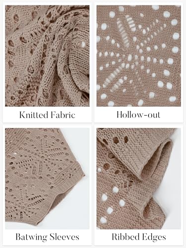 Image of Womens Crochet Cardigan Lightweight Summer 3 /4 Sleeve Cover Up