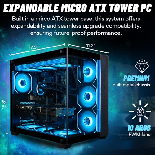 Image of Panorama XL RTX 5080, Intel 24-Core Ultra 9 285K Processor, 32GB DDR5 RAM, 2TB Gen4 NVMe SSD, Liquid Cooled Gaming Desktop w /Windows 11 Pro, 3-Year Warranty, RGB Keyboard+Mouse, Internal Wi-Fi 6E