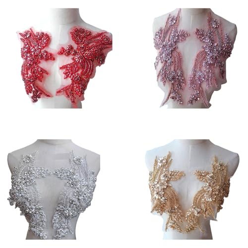 Patchs à coudre en strass et dentelle brodée pour customiser vos robes de soirée uniques - 4