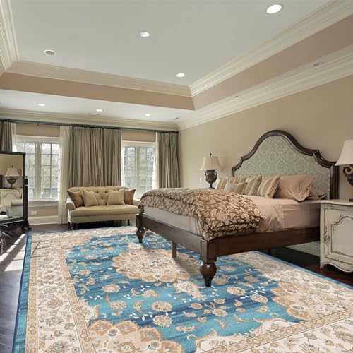 Vamcheer Vintage Area Rugs for Living Room - Traditional Small Door Mat 60x90cm Soft Short Pile Area Rugs for Doorway Entryway Washable Carpet for Bedroom Non Slip Non Shedding, Ivory