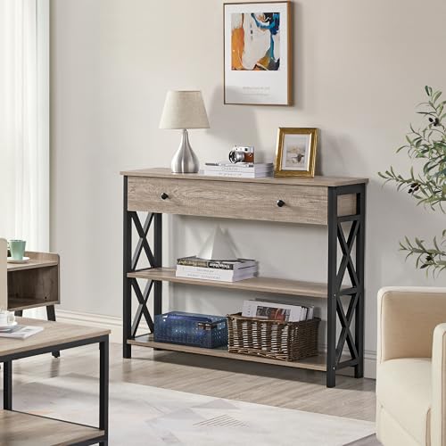 Console 3 Niveaux Bois/Métal Industriel 100 cm Yaheetech
