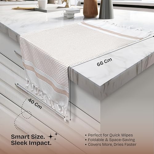 Torchons de cuisine en coton doux beige pour éliminer l'humidité sans traces