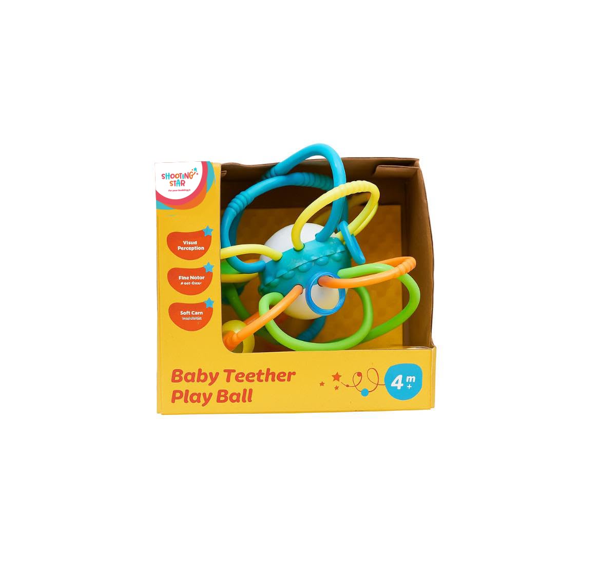 Shooting Star Baby Teether Play Ball for Infants 4 Months and Up Soft Silicone BPA Free Grip and Chew Toy Lightweight Textured Sensory Ball for Teething Toddlers Early Development-image-11