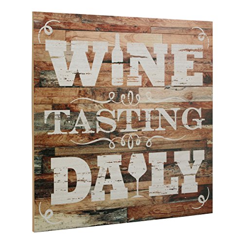 Stonebriar Rustic 15 Inch Wine Theme Wood Wall Art With "Wine Tasting Daily" Saying, Decorative Wall Decor For The Living Room, Kitchen, Or Dining Room #TOP1