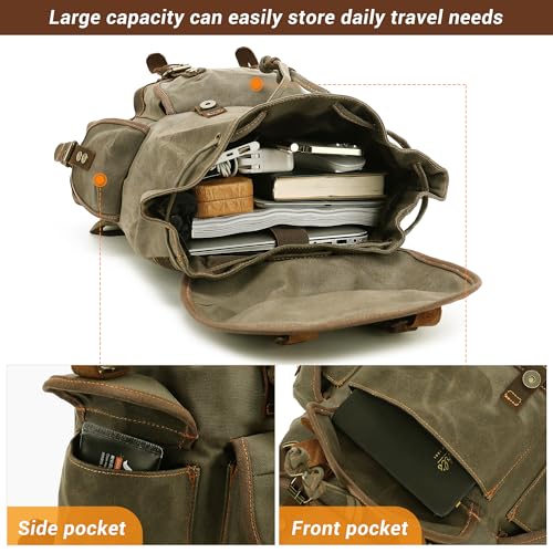 HuaChen Vintage Canvas Leather Backpack