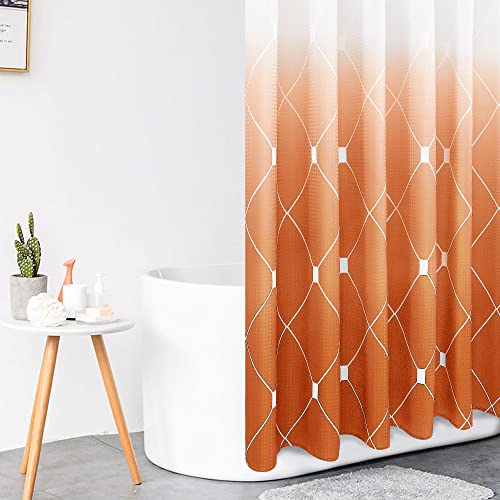 Naturoom Moroccan Geometric Pattern Bathroom Curtains, Ombre Shower Curtain, Waterproof Shower Curtain Liner With 12 Hooks, Machine Washable, 72 Inches, (72" W X 72" L, Orange) #TOP5