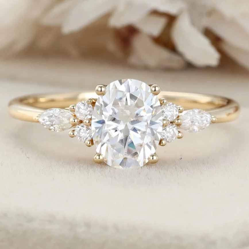 1.5ct Oval Cut Moissanite Engagement Rings for Women Silver or 10K/14K/18K Solid Gold Custom Engraved Moss Agate Ruby Sapphire Gemtone Ring for Women Promise Rings Anniversary Day Gift4