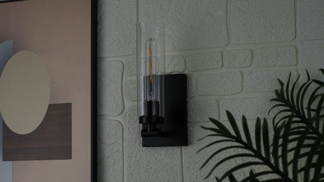 Image of Emak Modern Black Wall Sconces Set of Two, Farmhouse Bathroom Sconce with Clear Glass Shade, 2 Light Bathroom Vanity Light for Living Room, Bedroom, Gallery, WS086-BK-CG-2PK