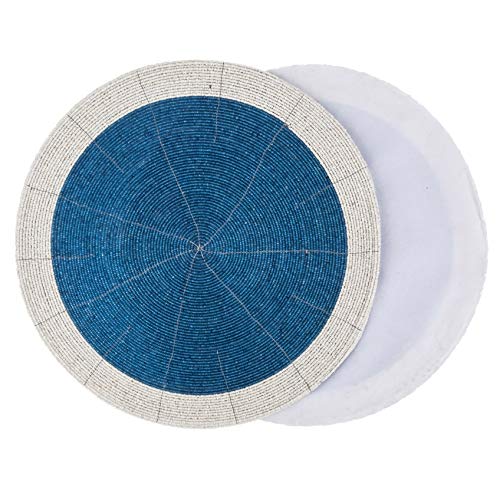 Penguin Home Handcrafted Glass Beaded Round Placemats, Coasters & Napkin Rings Set of 12 - Image 4