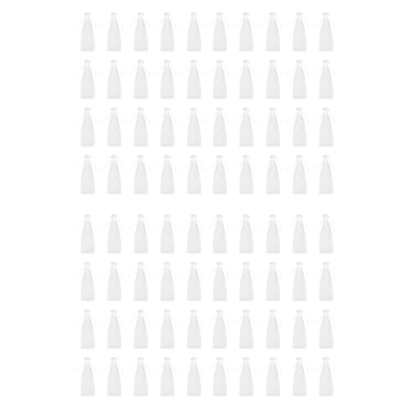 Hndhbfgrt 80Pcs Sheer Organza Wine Bags 137cm Reusable Simple Bottle Wrap Dresses Festive Packaging Baby Shower Wedding (White)