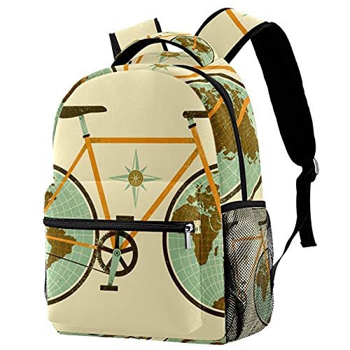 Sac à dos voyage carte du monde rétro garçon fille avec poches