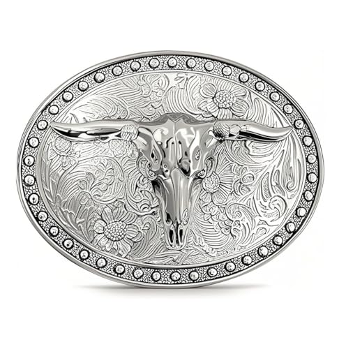Superkred Western Cowboy Belt Buckles Men - Texas Longhorn Bull Western Belt Buckles for Men Women, Country Belts Buckle, Large Cowboy Belts Buckles for Man,Gfts for Dad Friends Family