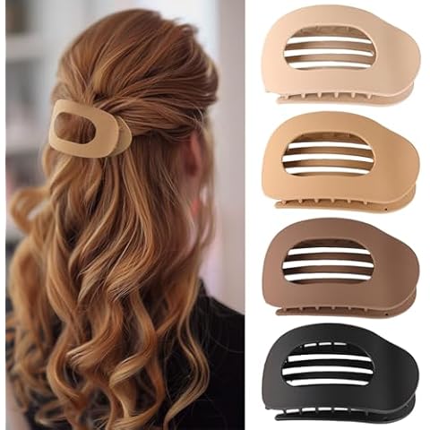 Flat Hair Clips for Women and Girls, Matte Lay Flat Claw Clips, Strong Hold Hair Clips for All Hair Types, French Hair Claw Clips, Non-Slip Grip for Daily Styling Cover