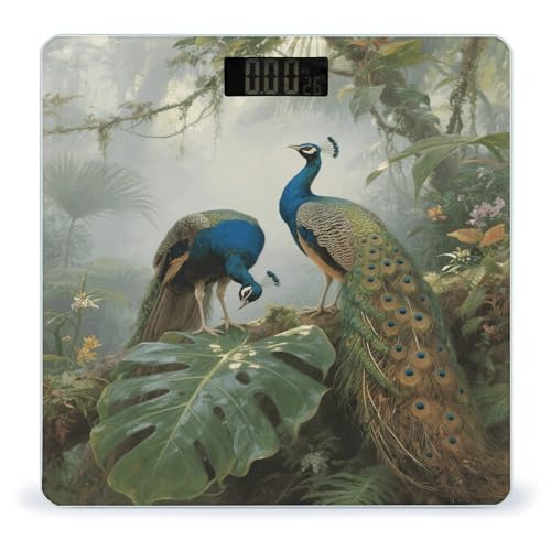 Báscula Digital Elegante de Vidrio Templado Color Pavo Real miniatura 1