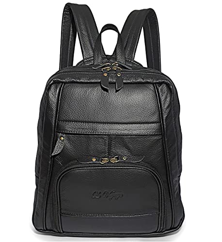 Mochila Feminina De Couro Leve Para Notebook 14 (Preto)