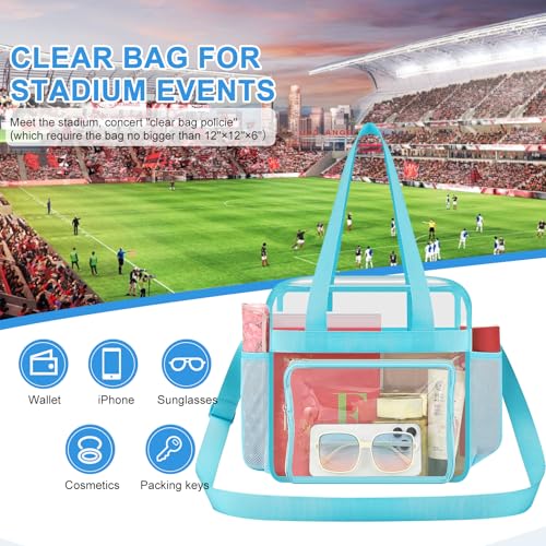 Image of Busiuw Clear Bag for Stadium Events, Stadium Approved 12x12x6 Clear Tote Bag for Sport Fan, Work Concert Travel