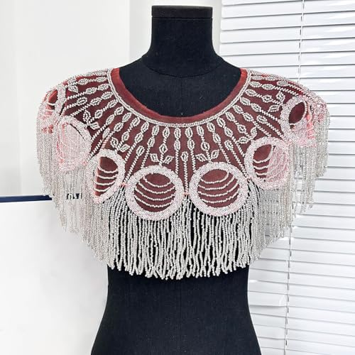1920s Women’s Embroidery Sequined Shawl Wrap Sparkling Beaded Tassels Bridal Boleros Flapper Evening Capes Stoles Scarf3