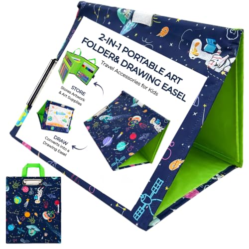 Image of Cocomoco kids Portable Art Folder & Drawing Easel for Kids 4+ Years Old Boys & Girls Convertible and Portable Art Organizer with Storage Compartments and Drawing Board (Single Pack)
