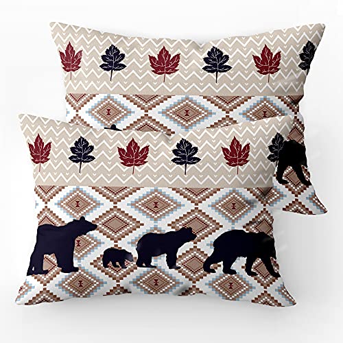 Mitpok Rustic Lodge Duvet Cover Set Farmhouse Cabin Bear 3 Piece Bedding Set Vintage Country Brown Plaid Pine Tree Deer Western Forest Wildlife Hunting Comforter Set With 2 Pillow Shams(Queen Size) #TOP4