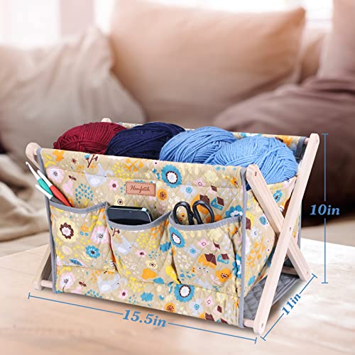 Yarn Caddy Large Size Yarn Storage Organizer For Yarn Skeins-Organizer For Crochet Hooks Knitting Needles Other Accessories (Flower-Yellow) #TOP1