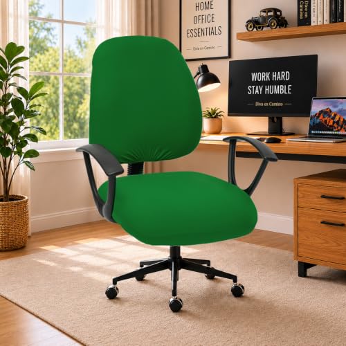 Image of Super Stretchable Desk Office Chair Seat Covers - Universal Spandex Computer Chair Slipcover - 180GSM Washable Rotating Backrest Coverings & Cushion Protectors for Dogs, Cats, Pets