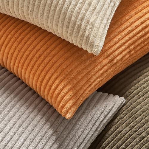 MIULEE Pack of 2 Burnt Orange Pillow Covers 18x18 Inch Soft Boho Striped Corduroy Throw Pillow Covers Set Decorative Square Cushion Cases Pillowcases for Sofa Bedroom Couch