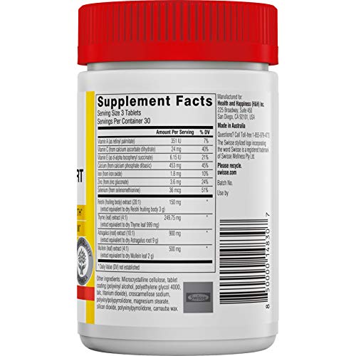 Swisse Ultiboost Lung Health Support Supplement | Bronchial Wellness, Immune & Lung Health, Respiratory Support, Antioxidant Rich | 90 Tablets (02-355-50902) - Thumbnail 4