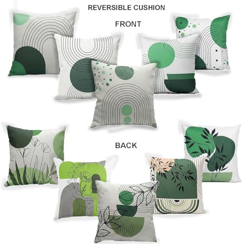Image of Reversible Cushion Cover 16 inch x 16 inch Set of 5 - Premium Stitched Sofa Pillow Cover Set with 10 Unique Bohemian Printed Designs & Invisible Zipper