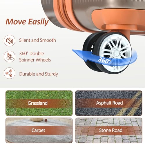 Hardshell Luggage Sets 3 Piece Carry-on Suitcase Double Spinner Wheels with TSA Lock for Men Women, Coppery (20in)4