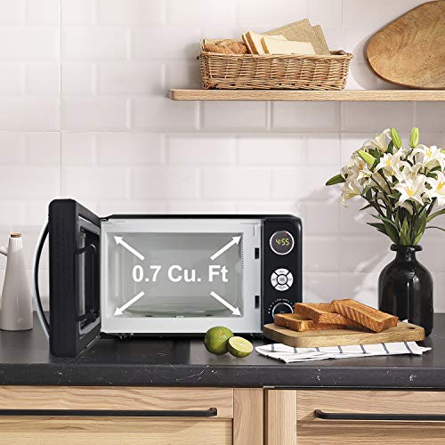 Galanz Glcmka07Bkr-07 Microwave Oven, Led Lighting, Pull Handle Design, Child Lock, Retro Black, 0.7 Cu Ft #TOP1