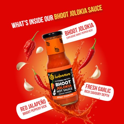 Image of Habanero Bhoot Jolokia Sauce | World's Hottest Ghost Pepper | Extra hot | Use as Condiment, Marinade or dip | 200g | Vegetarian | Vegan & Gluten Free | Enjoy 10 Servings