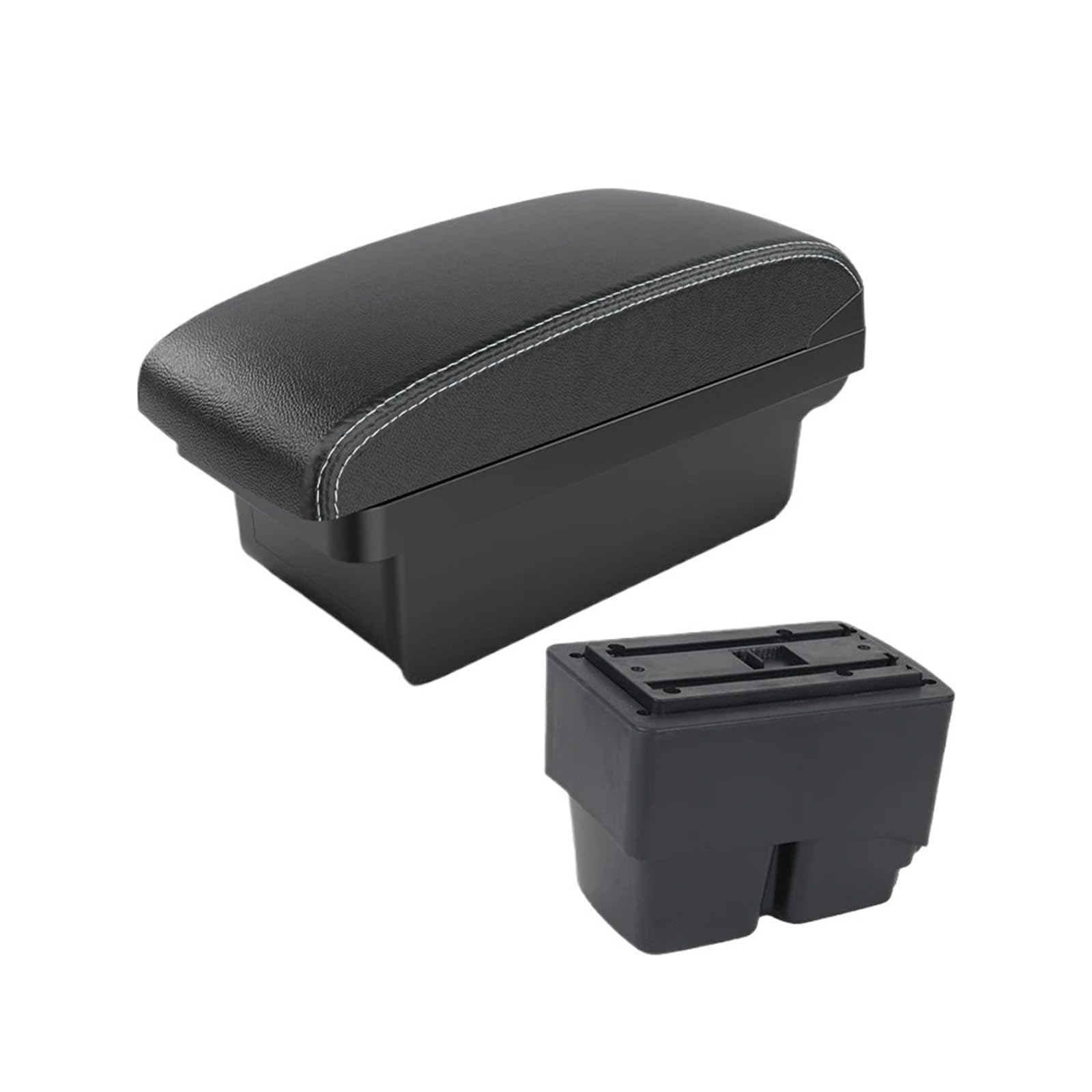 UMDJJU For Fiesta MK7 Car Armrest Dedicated Center Console Modified Storage Box Interior Accessories Easy To Install Car Centre Console Armrest Box(A3 Black white NOUSB)