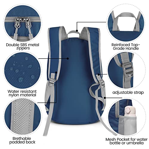 Image of ZOMAKE Ultra Lightweight Hiking Backpack 28L, Packable Small Backpacks Water Resistant Daypack for Women Men(Navy blue)