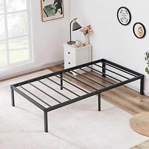 Vecelo 14" Twin Metal Platform Bed Frame,Heavy Duty Steel Slat/Easy Assembly Mattress Foundation/No Box Spring Needed #TOP5