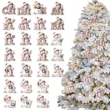 Tktouci 雪だるまアドベント | 二次元アクリルかわいいデコレーション,24日間アクリルレターアドベントカレンダー,ドアハンドル用 ホームパーティー用 車内インテリアディスプレイ用