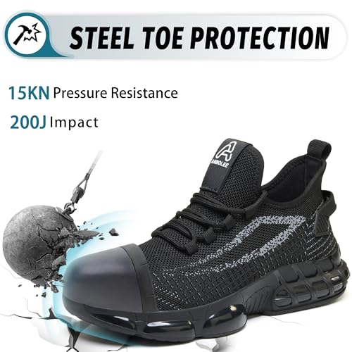 Image of Breathable Steel Toe Sneakers for Women Lightweight Puncture Proof Work Shoes Non Slip Safety Tennis Shoes Comfortable for Construction Industrial Warehouse