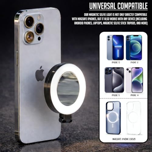 Image of Lapster Luma Flex Magnetic Selfie Ring Light with Makeup Mirror, 3 Color Modes, 360 Rotatable, Type-C Rechargeable, for Phone, Laptops, Tablets & Other Gadgets