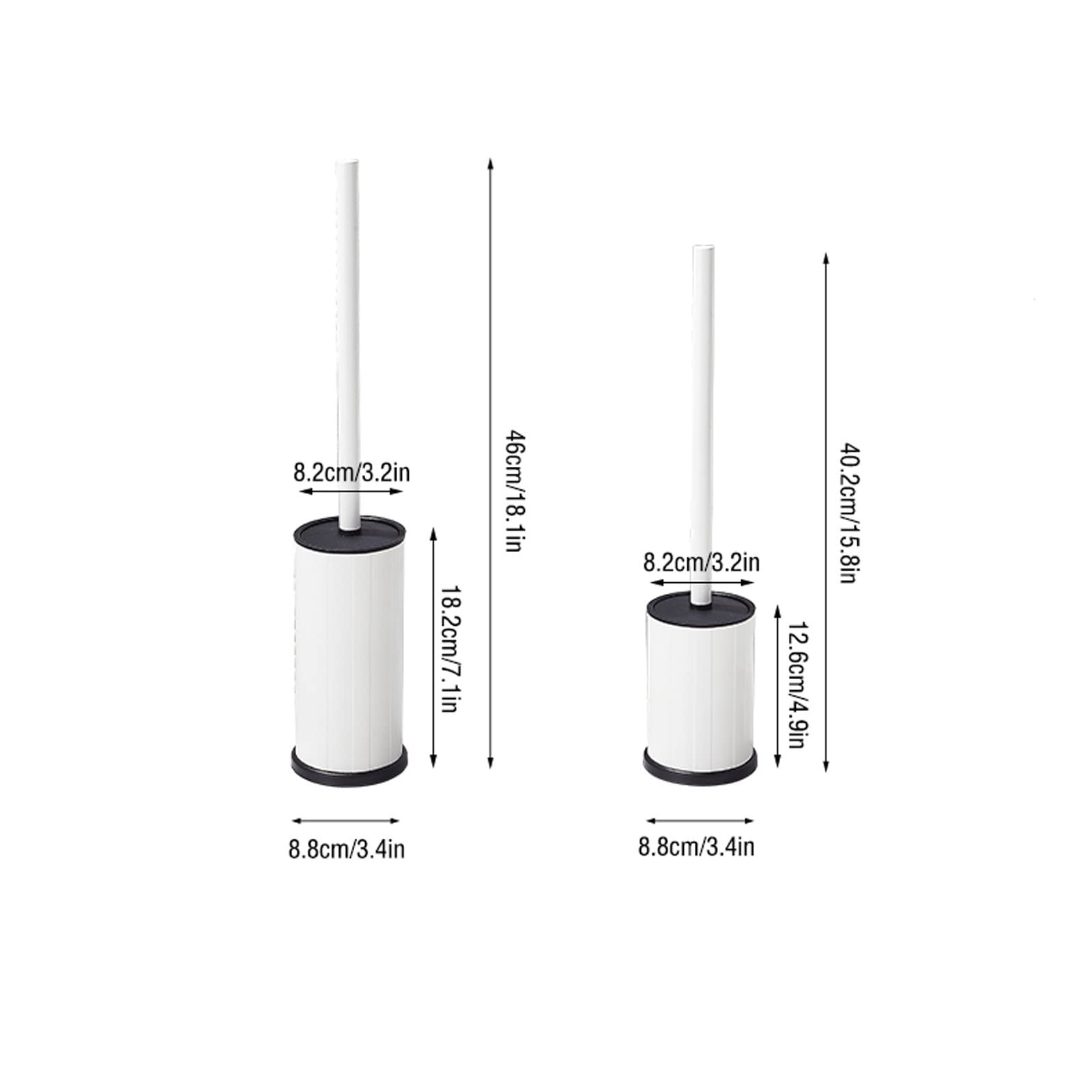 Escobilleros Cepillo for Inodoro Mango de acero Inoxidable Cerdas Gruesas Juego de escobilla for Inodoro de pie de Aluminio Espacial con Base y Tapa Escobillero(Wit,M)
