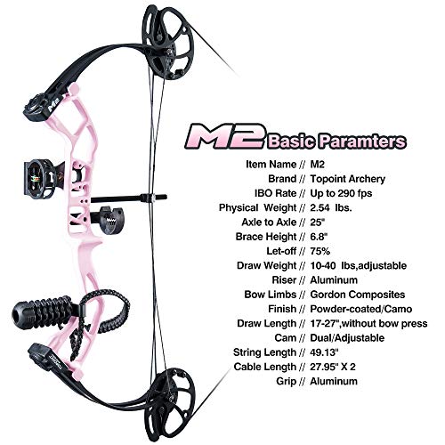 Compound Bow Set Beginners,Junior&kids Bow 17\"-27\" Draw Length,10-40Lbs Adjustable,290fps IBO,Axle To Axle 25\", Limbs Made In USA,Bow Only 2.54lbs, Ship from USA (Arrives 3-5 Days) (FOREST CAMO)